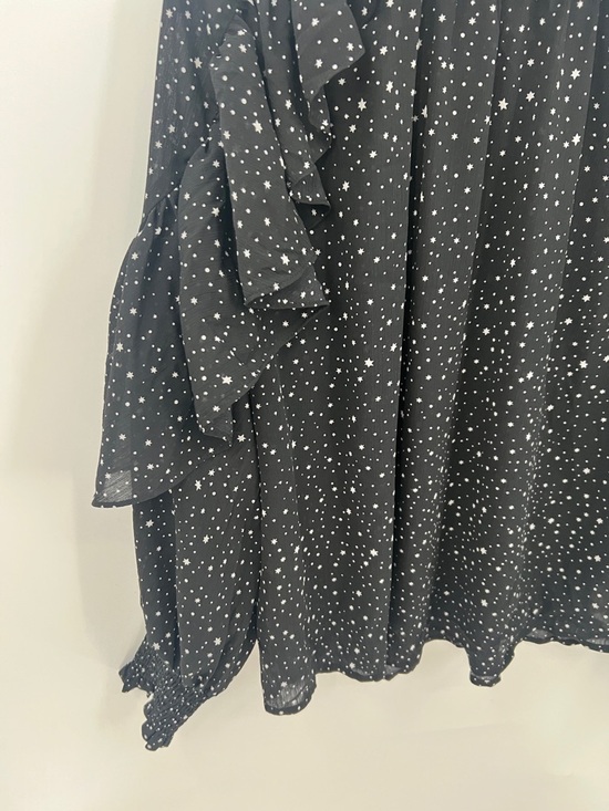 Maje Black Star-Print Ruffle-Neck Blouse - Picture 6 of 11